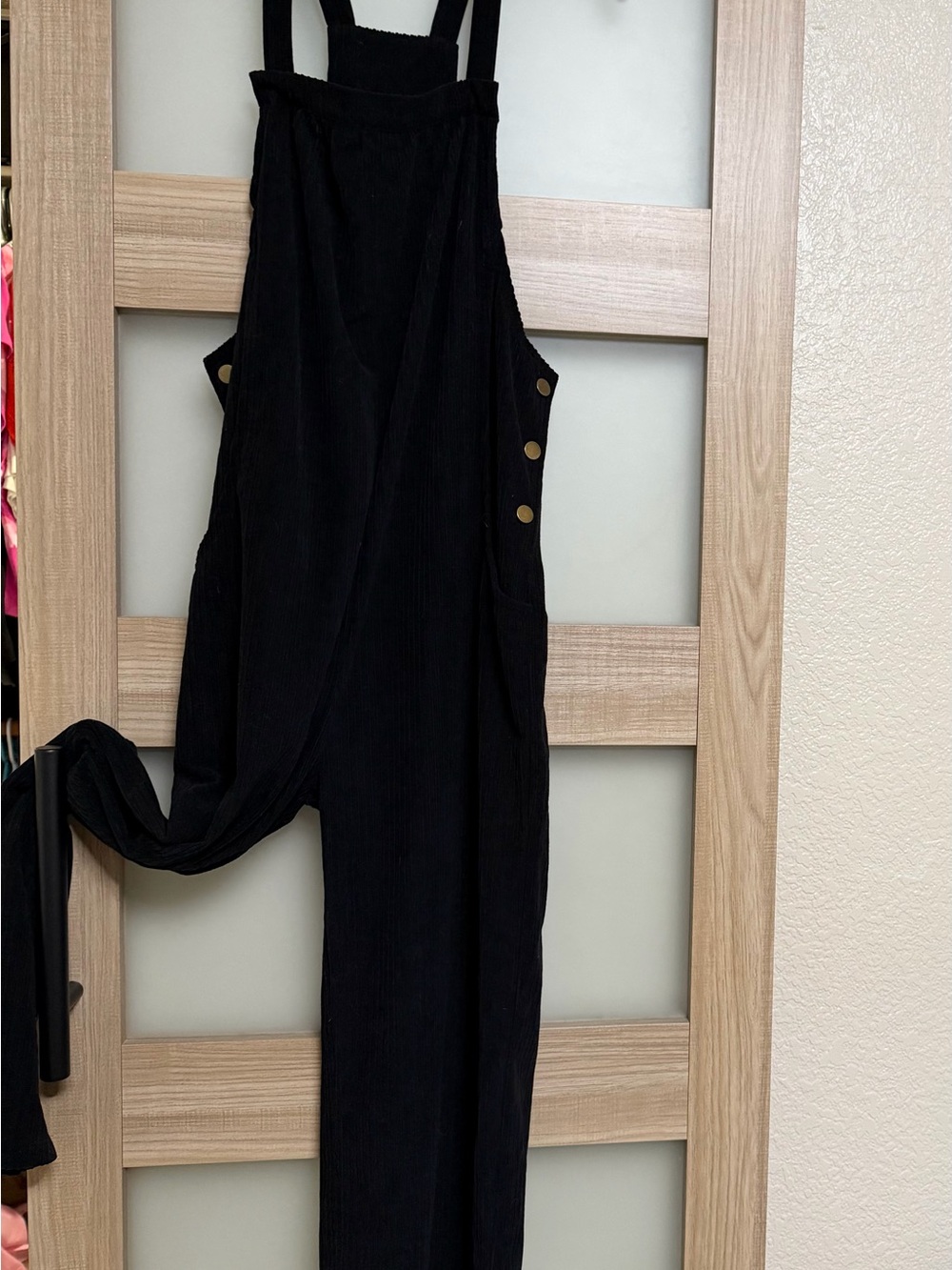 Black Corduroy Overall / Jumpsuit with Side Button Detail